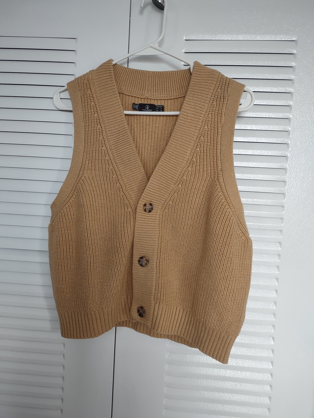 Volcom Ribbed Knit Vest in Camel
